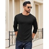 COOFANDY Crewneck Sweaters for Men Slim Fit Long Sleeve Pullover Tops | Stretch Ribbed Knit, Soft Touch Fabric, High Elasticity, Thermal Long Sleeve Tee Shirts(All Black)