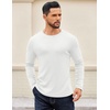 COOFANDY Crewneck Sweaters for Men Slim Fit Long Sleeve Pullover Tops | Stretch Ribbed Knit, Soft Touch Fabric, High Elasticity, Thermal Long Sleeve Tee Shirts(All White)
