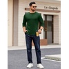 COOFANDY Crewneck Sweaters for Men Slim Fit Long Sleeve Pullover Tops | Stretch Ribbed Knit, Soft Touch Fabric, High Elasticity, Thermal Long Sleeve Tee Shirts(Dark Green)