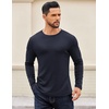 COOFANDY Crewneck Sweaters for Men Slim Fit Long Sleeve Pullover Tops | Stretch Ribbed Knit, Soft Touch Fabric, High Elasticity, Thermal Long Sleeve Tee Shirts(Navy Blue)