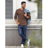 COOFANDY Crewneck Sweaters for Men Slim Fit Long Sleeve Pullover Tops | Stretch Ribbed Knit, Soft Touch Fabric, High Elasticity, Thermal Long Sleeve Tee Shirts(Brown)