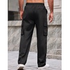 COOFANDY Men Casual Cargo Pants Hiking Joggers Sweatpant with Multi Pockets | Stretch Cotton Fabric, Skin Friendly, Outdoor Sweat Pant, Elastic Waist, Straight Leg Trousers, Relaxed Fit, Lightweight(Black)