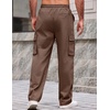 COOFANDY Men Casual Cargo Pants Hiking Joggers Sweatpant with Multi Pockets | Stretch Cotton Fabric, Skin Friendly, Outdoor Sweat Pant, Elastic Waist, Straight Leg Trousers, Relaxed Fit, Lightweight(Brown)