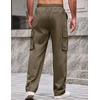 COOFANDY Men Casual Cargo Pants Hiking Joggers Sweatpant with Multi Pockets | Stretch Cotton Fabric, Skin Friendly, Outdoor Sweat Pant, Elastic Waist, Straight Leg Trousers, Relaxed Fit, Lightweight(Olive Green)