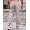 COOFANDY Men Casual Cargo Pants Hiking Joggers Sweatpant with Multi Pockets | Stretch Cotton Fabric, Skin Friendly, Outdoor Sweat Pant, Elastic Waist, Straight Leg Trousers, Relaxed Fit, Lightweight(Light Grey)