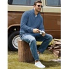 COOFANDY Men Quarter Zip Pullover Mock Neck Long Sleeve Corduroy Sweatshirt | Long sleeve lightweight soft warm slightly stretchy, regular fit, fall winter vintage soft pullovers, S-3XL(Blue)