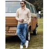 COOFANDY Men Quarter Zip Pullover Mock Neck Long Sleeve Corduroy Sweatshirt | Long sleeve lightweight soft warm slightly stretchy, regular fit, fall winter vintage soft pullovers, S-3XL(Beige)