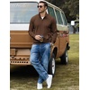 COOFANDY Men Quarter Zip Pullover Mock Neck Long Sleeve Corduroy Sweatshirt | Long sleeve lightweight soft warm slightly stretchy, regular fit, fall winter vintage soft pullovers, S-3XL(Brown)