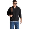COOFANDY Men Quarter Zip Pullover Mock Neck Long Sleeve Corduroy Sweatshirt | Long sleeve lightweight soft warm slightly stretchy, regular fit, fall winter vintage soft pullovers, S-3XL(Black)
