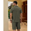 COOFANDY Men’s 2 Pieces Outfits Quarter Zip Polo Shirt and Shorts Set Casual Summer Tracksuit(Army Green)