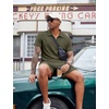 COOFANDY Men’s 2 Pieces Outfits Quarter Zip Polo Shirt and Shorts Set Casual Summer Tracksuit(Army Green)