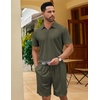 COOFANDY Men’s 2 Pieces Outfits Quarter Zip Polo Shirt and Shorts Set Casual Summer Tracksuit(Army Green)
