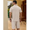 COOFANDY Men’s 2 Pieces Outfits Quarter Zip Polo Shirt and Shorts Set Casual Summer Tracksuit(Beige)