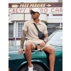 COOFANDY Men’s 2 Pieces Outfits Quarter Zip Polo Shirt and Shorts Set Casual Summer Tracksuit(Beige)