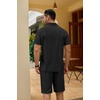 COOFANDY Men’s 2 Pieces Outfits Quarter Zip Polo Shirt and Shorts Set Casual Summer Tracksuit(Black)
