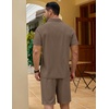 COOFANDY Men’s 2 Pieces Outfits Quarter Zip Polo Shirt and Shorts Set Casual Summer Tracksuit(Brown)
