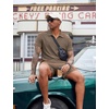 COOFANDY Men’s 2 Pieces Outfits Quarter Zip Polo Shirt and Shorts Set Casual Summer Tracksuit(Brown)
