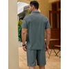 COOFANDY Men’s 2 Pieces Outfits Quarter Zip Polo Shirt and Shorts Set Casual Summer Tracksuit(Dark Grey)