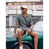 COOFANDY Men’s 2 Pieces Outfits Quarter Zip Polo Shirt and Shorts Set Casual Summer Tracksuit(Dark Grey)