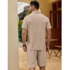 COOFANDY Men’s 2 Pieces Outfits Quarter Zip Polo Shirt and Shorts Set Casual Summer Tracksuit(Khaki)