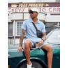 COOFANDY Men’s 2 Pieces Outfits Quarter Zip Polo Shirt and Shorts Set Casual Summer Tracksuit(Light Blue)