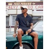 COOFANDY Men’s 2 Pieces Outfits Quarter Zip Polo Shirt and Shorts Set Casual Summer Tracksuit(Navy Blue)