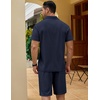 COOFANDY Men’s 2 Pieces Outfits Quarter Zip Polo Shirt and Shorts Set Casual Summer Tracksuit(Navy Blue)