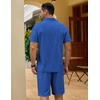 COOFANDY Men’s 2 Pieces Outfits Quarter Zip Polo Shirt and Shorts Set Casual Summer Tracksuit(Royal Blue)