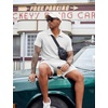 COOFANDY Men’s 2 Pieces Outfits Quarter Zip Polo Shirt and Shorts Set Casual Summer Tracksuit(White)