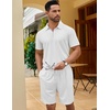 COOFANDY Men’s 2 Pieces Outfits Quarter Zip Polo Shirt and Shorts Set Casual Summer Tracksuit(White)