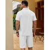 COOFANDY Men’s 2 Pieces Outfits Quarter Zip Polo Shirt and Shorts Set Casual Summer Tracksuit(White)
