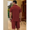 COOFANDY Men’s 2 Pieces Outfits Quarter Zip Polo Shirt and Shorts Set Casual Summer Tracksuit(Wine Red)