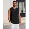 COOFANDY Mens Casual Tank Top V Neck Knit Jacquard Summer Sleeveless Shirts | Lightweight 3D Textured Tank,Perfect for Beach Vacation,Breathable and Stretchable,Resort Wear or Retro Street Style(Black)
