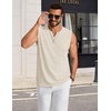 COOFANDY Mens Casual Tank Top V Neck Knit Jacquard Summer Sleeveless Shirts | Lightweight 3D Textured Tank,Perfect for Beach Vacation,Breathable and Stretchable,Resort Wear or Retro Street Style(Beige)