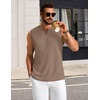 COOFANDY Mens Casual Tank Top V Neck Knit Jacquard Summer Sleeveless Shirts | Lightweight 3D Textured Tank,Perfect for Beach Vacation,Breathable and Stretchable,Resort Wear or Retro Street Style(Khaki)