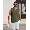 COOFANDY Mens Casual Tank Top V Neck Knit Jacquard Summer Sleeveless Shirts | Lightweight 3D Textured Tank,Perfect for Beach Vacation,Breathable and Stretchable,Resort Wear or Retro Street Style(Army Green)