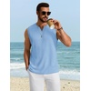 COOFANDY Mens Casual Tank Top V Neck Knit Jacquard Summer Sleeveless Shirts | Lightweight 3D Textured Tank,Perfect for Beach Vacation,Breathable and Stretchable,Resort Wear or Retro Street Style(Light Blue)