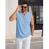 COOFANDY Mens Casual Tank Top V Neck Knit Jacquard Summer Sleeveless Shirts | Lightweight 3D Textured Tank,Perfect for Beach Vacation,Breathable and Stretchable,Resort Wear or Retro Street Style(Light Blue)