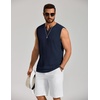 COOFANDY Mens Casual Tank Top V Neck Knit Jacquard Summer Sleeveless Shirts | Lightweight 3D Textured Tank,Perfect for Beach Vacation,Breathable and Stretchable,Resort Wear or Retro Street Style(Navy Blue)