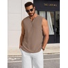 COOFANDY Mens Casual Tank Top V Neck Knit Jacquard Summer Sleeveless Shirts | Lightweight 3D Textured Tank,Perfect for Beach Vacation,Breathable and Stretchable,Resort Wear or Retro Street Style(Khaki)