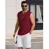 COOFANDY Mens Casual Tank Top V Neck Knit Jacquard Summer Sleeveless Shirts | Lightweight 3D Textured Tank,Perfect for Beach Vacation,Breathable and Stretchable,Resort Wear or Retro Street Style(Wine Red)