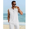 COOFANDY Mens Casual Tank Top V Neck Knit Jacquard Summer Sleeveless Shirts | Lightweight 3D Textured Tank,Perfect for Beach Vacation,Breathable and Stretchable,Resort Wear or Retro Street Style(White)