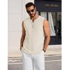 COOFANDY Mens Casual Tank Top V Neck Knit Jacquard Summer Sleeveless Shirts | Lightweight 3D Textured Tank,Perfect for Beach Vacation,Breathable and Stretchable,Resort Wear or Retro Street Style(Beige)