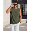 COOFANDY Mens Casual Tank Top V Neck Knit Jacquard Summer Sleeveless Shirts | Lightweight 3D Textured Tank,Perfect for Beach Vacation,Breathable and Stretchable,Resort Wear or Retro Street Style(Army Green)