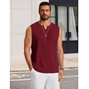 COOFANDY Mens Casual Tank Top V Neck Knit Jacquard Summer Sleeveless Shirts | Lightweight 3D Textured Tank,Perfect for Beach Vacation,Breathable and Stretchable,Resort Wear or Retro Street Style(Wine Red)