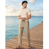 COOFANDY Men’s Cotton Linen Pants Casual Drawstring Dress Pants Beach Summer Lightweight Trousers(Dark Khaki)