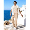 COOFANDY Men’s Cotton Linen Pants Casual Drawstring Dress Pants Beach Summer Lightweight Trousers(Khaki)