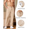 COOFANDY Men’s Cotton Linen Pants Casual Drawstring Dress Pants Beach Summer Lightweight Trousers(Khaki)