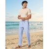 COOFANDY Men’s Cotton Linen Pants Casual Drawstring Dress Pants Beach Summer Lightweight Trousers(Light Blue)