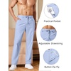 COOFANDY Men’s Cotton Linen Pants Casual Drawstring Dress Pants Beach Summer Lightweight Trousers(Light Blue)